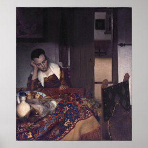 Poster Une fille endormie par Johannes Vermeer