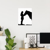 Poster Une fille et son cheval amour Silhouette Art (Bureau à domicile)