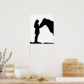 Poster Une fille et son cheval amour Silhouette Art (Cuisine)