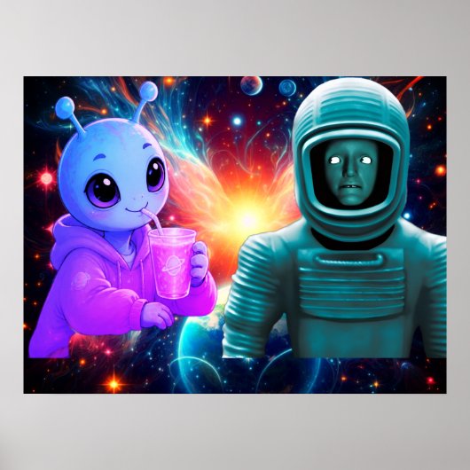 Poster Une fille extraterrestre mignonne + Un garçon extr (Devant)