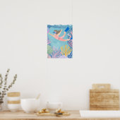 Poster Une fille faisant de la plongée en apnée sur la ba (Cuisine)