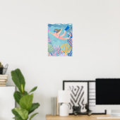 Poster Une fille faisant de la plongée en apnée sur la ba (Bureau à domicile)