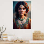 Poster Une fille indienne en robe traditionnelle (Cuisine)