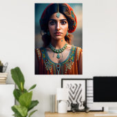 Poster Une fille indienne en robe traditionnelle (Bureau à domicile)