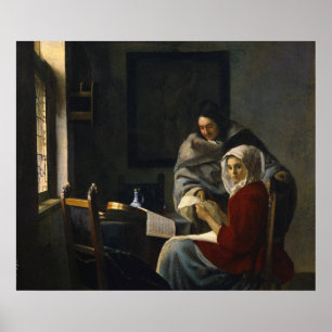 Poster Une fille interrompue à sa musique — Vermeer