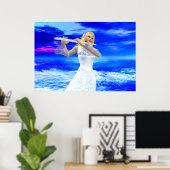 Poster Une Fille Jouant de la Flûte (Bureau à domicile)