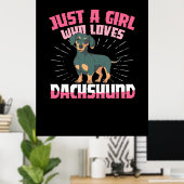 Poster Une fille qui aime Dachshund (Bureau à domicile)