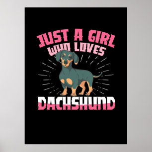 Poster Une fille qui aime Dachshund