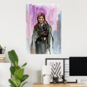 Poster Une fille souriante en noir (Bureau à domicile)