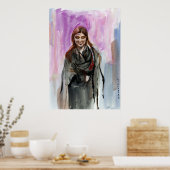 Poster Une fille souriante en noir (Cuisine)