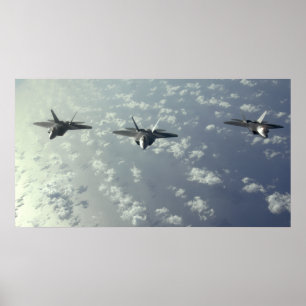 Poster Une formation de trois-bateau de F-22 Raptors