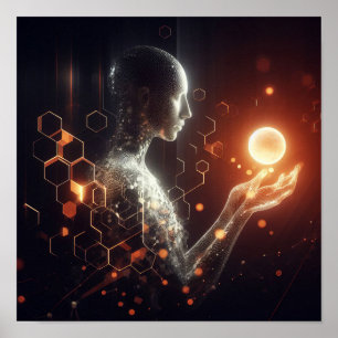 Poster Une forme de vie numérique interagissant avec une 