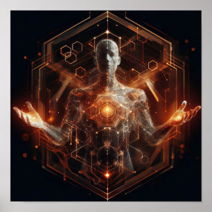 Poster Une forme de vie numérique qui se transforme dans