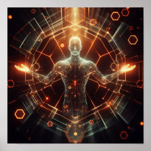 Poster Une forme de vie numérique qui se transforme dans