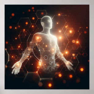 Poster Une forme de vie numérique qui se transforme dans