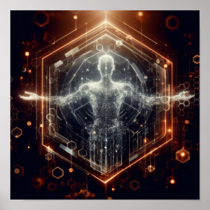 Poster Une forme de vie numérique qui se transforme dans