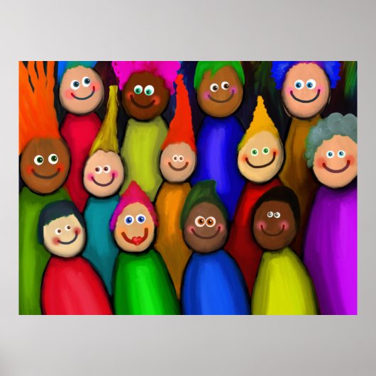 Poster Une foule diversifiée de gens peintres (Devant)