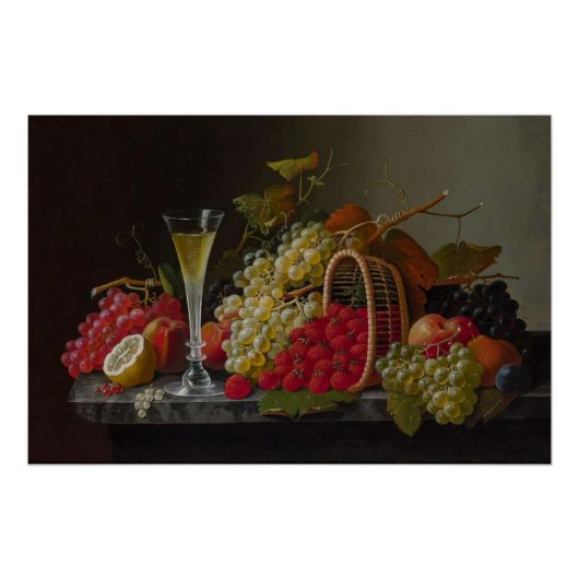 Poster Une Fruité Encore Vie Avec Champagne (Devant)
