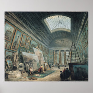 Poster Une galerie de musée avec l'art romain antique