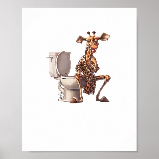 Poster Une girafe mignonne en pyjama assise sur des toile (Devant)