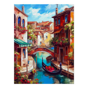 Poster Une gondole de rêve vénitienne sur le Grand Canal