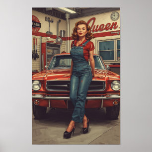 Poster Une illustration audacieuse de pin-up rétro mettan