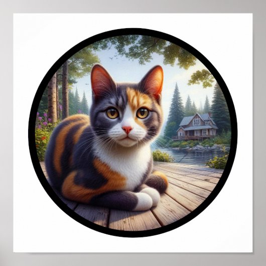 Poster Une image 3D circulaire d'un beau chat Calico (Devant)