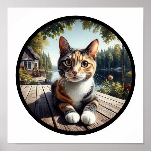 Poster Une image 3D circulaire d'un beau chat Calico (Devant)