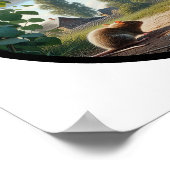 Poster Une image 3D circulaire d'un beau chat Tuxedo  (Coin)