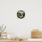Poster Une image 3D circulaire d'un beau Grand Héron (Cuisine)