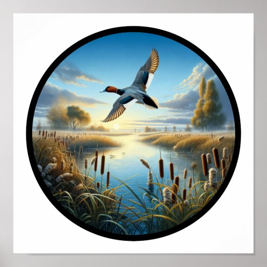 Poster Une image 3D circulaire d'un Canard Canvasback mag (Devant)