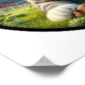 Poster Une image 3D circulaire d'un chat domestique à poi (Coin)