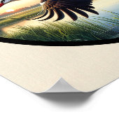 Poster Une image 3D circulaire d'une belle cigogne blanch (Coin)