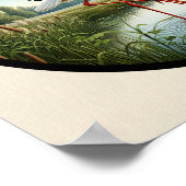 Poster Une image 3D circulaire d'une belle cigogne blanch (Coin)