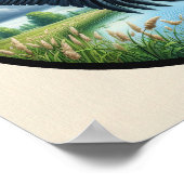 Poster Une image 3D circulaire d'une belle cigogne blanch (Coin)
