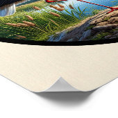 Poster Une image 3D circulaire d'une belle cigogne blanch (Coin)