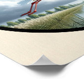 Poster Une image 3D circulaire d'une belle cigogne blanch (Coin)