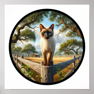 Poster Une image circulaire 3D d'un beau chat siamois