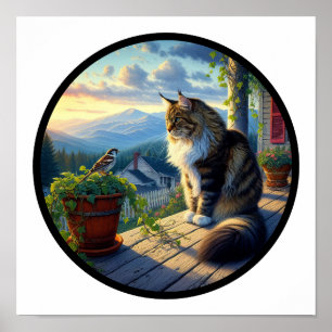 Poster Une image circulaire 3D d'un beau manteau de Maine