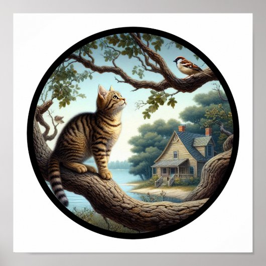 Poster Une image circulaire 3D d'un beau tabby Cat (Devant)