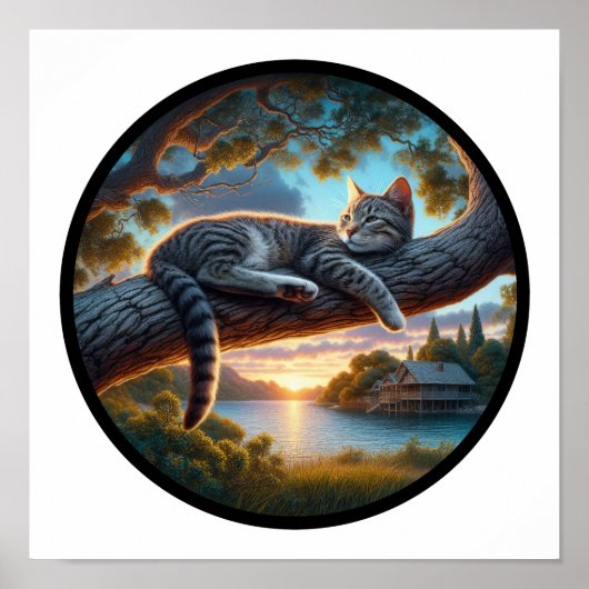 Poster Une image circulaire 3D d'un beau tabby Cat (Devant)