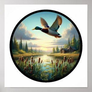 Poster Une image circulaire en 3D d'un canard à Majard vo