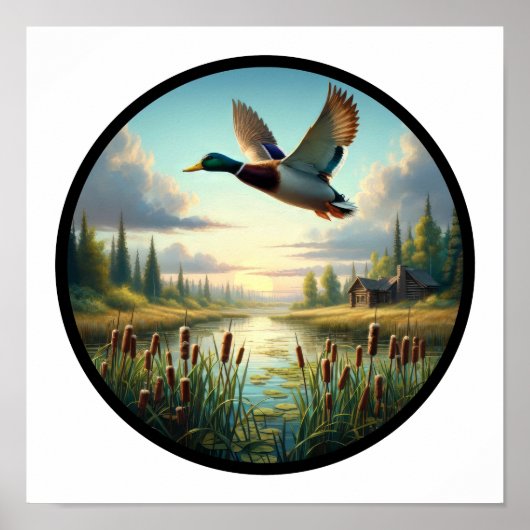 Poster Une image circulaire en 3D d'un canard à Majard vo (Devant)