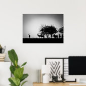 Poster Une image de cerfs dans la brume matinale (Bureau à domicile)