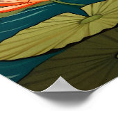 Poster Une Indienne dans un étang entouré de fleurs de lo (Coin)