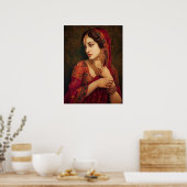Poster Une Indienne en rouge Saree Portrait Peinture (Cuisine)