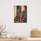 Poster Une Indienne engagée dans les pensées | Mur (Cuisine)