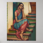 Poster Une Indienne engagée dans les pensées | Mur (Devant)
