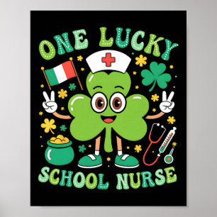 Poster Une infirmière scolaire chanceuse St Patrick's Day
