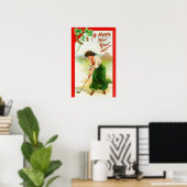 Poster Une Irlandaise sur le point de frapper le Golfball (Bureau à domicile)